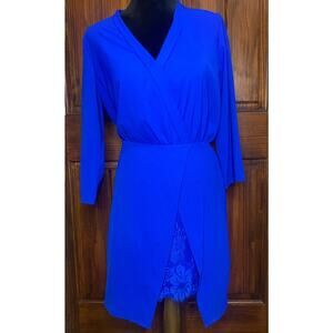 Nordstrom (NSR) Royal Blue Cocktail Dress With Lace Feature, Size Sm